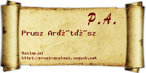 Prusz Arétász névjegykártya